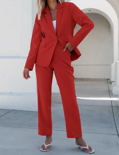 Luvamia Red Pants Suit for Women - Two Piece Set, Date Night Outfit, Medium (Fits Size 8-10) - Image 3