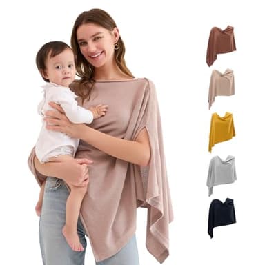 Momcozy Nursing Cover for Breastfeeding, Soft Privacy Poncho, Multi-Use Nursing Shawl, Portable Breast Feeding Covers for Women, Includes Laundry Bag (Brown) - Image 1