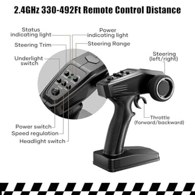 WayEee RC Car 1/16 Brushless Fast Cars Toys for Adults and Boys 8+, Max 35 mph High Speed 4X4 Truck, 2.4GHz Remote Control, 2 Replaceable PVC Shell, All Terrain Vehicle, Colorful LED Lights - Image 8