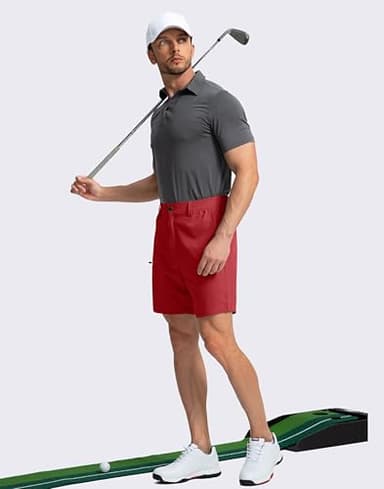 Pinkbomb Men's Golf Shorts with 6 Pockets Stretch Quick Dry Hiking Work Dress Shorts for Men red S - Image 5