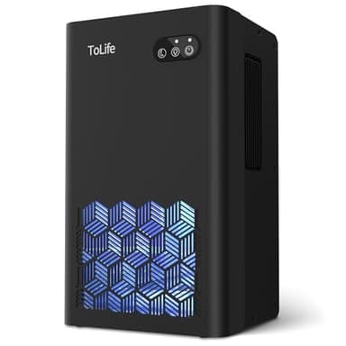 ToLife Dehumidifiers for Home, 1000 sq.ft Dehumidifier for Basement Bedroom Bathroom with 95 OZ Water Tank, Auto Shut Off 7 Colors LED Light, Black - Image 1