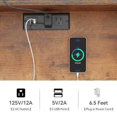 YITAHOME Dresser TV Stand with Power Outlet for 55'' TV, 9 Drawer Dresser for Bedroom, Media TV Console Table with Side Pockets & Hooks, Fabric Dresser Chest of Drawers for Bedroom, Living Room - Image 7