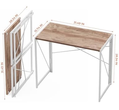 Coavas Folding Desk 31.5 inch Foldable Small Portable Computer Desks, Spaces Saving Writing Sturdy Table for Bedroom, Home Office, Dorm, Apartment, Pre Assembled, Oak - Image 3