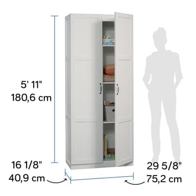 Sauder Select Storage Cabinet/ Pantry cabinets, White finish - Image 3