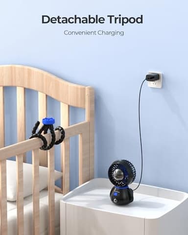 Koonie Astronaut Portable Stroller Fan, Baby-Safe Clip-on with Detachable Flexible Tripod, Rechargeable Battery-Operated, 3-Speeds, 270° Rotation - Ideal for Car Seats, Cribs, Treadmills, Travel - Image 4