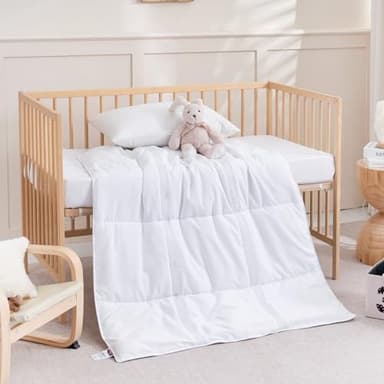ZPECC Toddler Down Alternative Comforter, 39x47 Hypoallergenic Baby Blanket Quilt, Soft Breathable Lightweight All Season Kids Duvet Insert for Crib Stroller Cot Daycare, White - Image 7