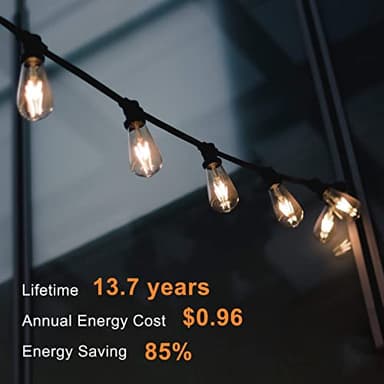 TJOY Edison Light Bulbs 60W Equivalent, Dimmable Vintage LED Light Bulbs, E26 Medium Base, Warm White 2700K, ST58, 8W, 800LM, 80+ CRI, Antique Decorative Filament LED Bulb, Clear Glass, 6 Pack - Image 4