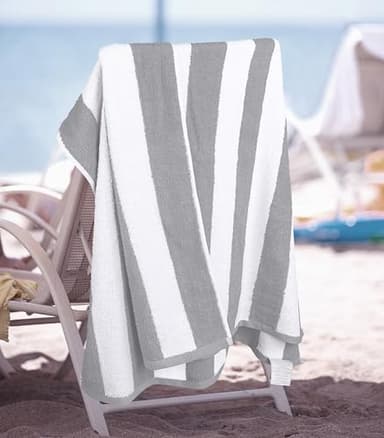 Utopia Towels Cabana Stripe Beach Towel, Oversized 100% Ringspun Cotton Pool Towels, Highly Absorbent Bath Towels for Beach (Red, Navy, Grey & Plum, 30X60 Inch - 4 Pack) - Image 6