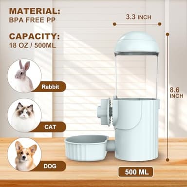 Pet Auto Water Dispenser, Water Bowl for Cage, Small Aniaml Food Dish for Rabbits, Ferrets, Cats, Birds,Dog - Image 2