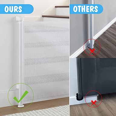 Cumbor 2 Pack Safety Gate Retractable Gates for Stairs, Mesh Dog Gate for The House, Wide Pet Gate 33" Tall, Extends to 55" Wide, Long Gates for Doorways, Hallways, Indoor/Outdoor(White) - Image 2