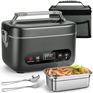 THZDMI 1.2L Cordless Electric Lunch Box – 20000mAh Rechargeable Portable Food Warmer with 5-Sided Heating, Auto Temperature Control, Leakproof & BPA-Free – Perfect for Office, Truck, Outdoors Black - Image 1