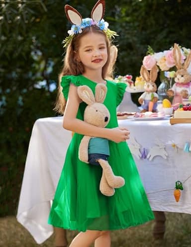 Arshiner Tulle Tutu Dress for Toddler Girls Baby Girl Rose Red Tutu Princess Party Sundress (Green, 4T) - Image 5