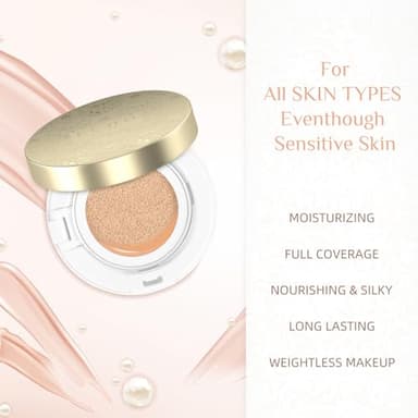 Cushion Foundation Makeup, Buildable Coverage Moisturizing Nourishing Breathable Poreless Oil-Control Lightweight, Skin fit, Natural Flawless Matte Finish - Image 2
