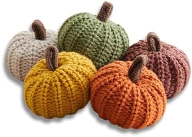 Your Heart's Content MINI Knit Pumpkins Set of 5, Fall Favorite, Gifts for Women, Autumn Bowl fillers Fall Farmhouse Tier Tray Decor, Decorative Pumpkins for Friend (Autumn Set - Image 3
