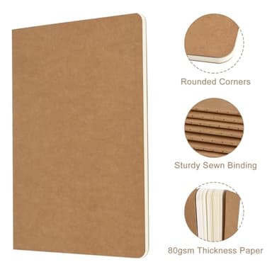 ZCZN 100 Pack A5 Kraft Notebooks Bulk, 8.15x5.5 Inches Blank Journaling Notebooks, Notebooks for Work, Composition Notebooks for School, Journal notebooks for kids, 60 Pages - Image 4