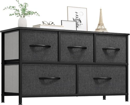 YITAHOME Dresser with 5 Drawers - Fabric Storage Tower, Black Dresser & Chest of Drawers, Organizer Unit for Bedroom - Image 1