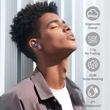 VEKJ Sleep Earbuds Bluetooth 5.4, 48H Smart Touch Screen in Ear Ear Buds, Mini Sleep Headphones Small Design for Side Sleepers, Clear Calls, 5 EQ Modes, IPX7 Waterproof Earphones, Blue Earbuds, 2025 - Image 6
