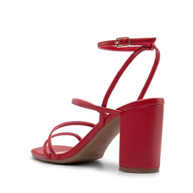 DREAM PAIRS Women's Heels Chunky Block Strappy Square Open Toe Ankle Buckle Heeled Sandals Wedding Party Dress Shoes Indie,Size 9,Red-Pu,SDHS2428W - Image 3