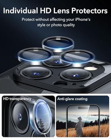 ESR for iPhone 16 Pro Max Case, Compatible with MagSafe, Full-Body Military-Grade Drop Proof Case with Built-in 9H+ Tempered Glass Screen Protector, Armor Series, Clear Black - Image 7