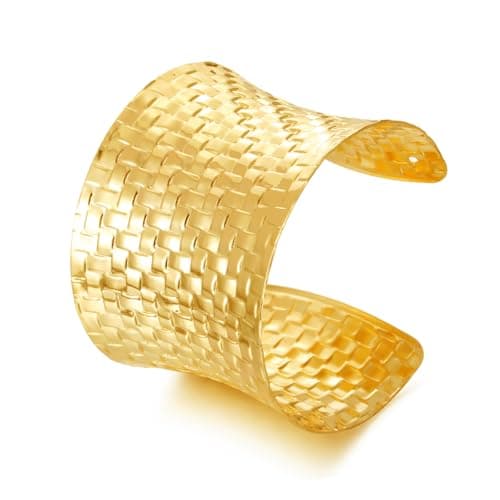 BOMAIL Gold Cuff Bracelets for Women Arm Cuff Upper Arm Band Cuff Bracelet Open Wide Bracelets Gold Wrist Cuff Bracelet Jewelry - Image 1