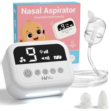 HEYVALUE Nasal Aspirator for Baby, Hospital Grade Nose Sucker with 9 Levels Suction, Night Light and Nursery Rhyme Soothing Function, Electric Nose Suction for Baby with Food-Grade Silicone Tips - Image 1