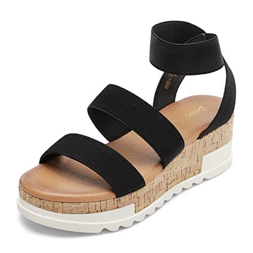 DREAM PAIRS Women's Open Toe Ankle Strap Casual Flatform Platform Wedges Sandals,Size 7.5,Black,Reed-1 - Image 1