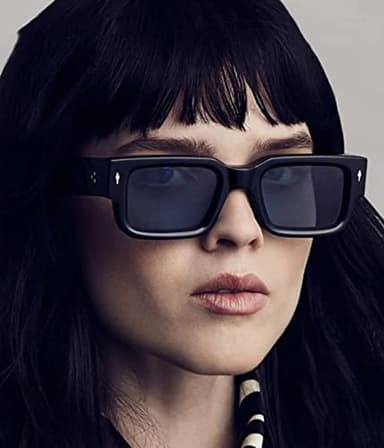 EYLRIM Square Frame Sunglasses for Women Men Trendy Chunky Rectangle Sun Glasses Black Shades UV400 Protection(A1 Black/Grey) - Image 3