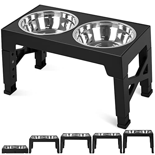 Niubya Elevated Dog Bowls with 2 Stainless Steel Dog Food Bowls, Raised Dog Bowl Adjusts to 5 Heights (3.15", 8.66", 9.84",11.02", 12.2") for Small Medium and Large Dogs - Image 1