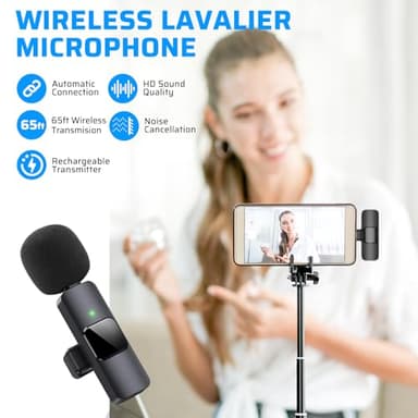 Dual Wireless Lavalier Microphone for iPhone, iPad - Perfect for Video Conferencing, Recording, and Live Streaming - Image 3