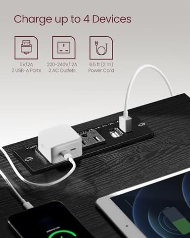 VASAGLE Nightstands with Charging Station, Set of 2, AC Outlets and USB Ports, Bedside Tables, Side Tables with 3 Drawers, Modern Style, 13.8 x 15.7 x 23.2 Inches, Ebony Black ULET731B58 - Image 4