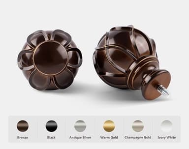 KAMANINA Curtain Rods for Windows 72 to 144 Inches (6-12ft) Long Heavy Duty Curtain Rod, 7/8 Inch Adjustable Decorative Drapery Rods with Netted Texture Finials, Bronze - Image 2