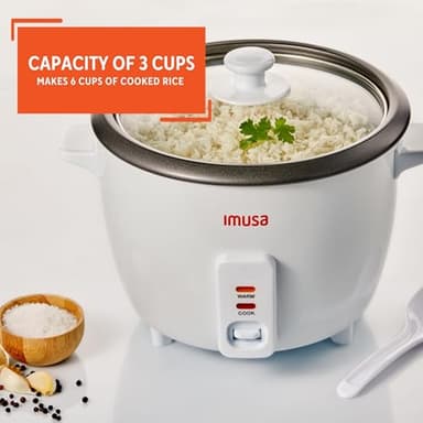 IMUSA USA GAU-00011 Electric Nonstick Rice Cooker 3-Cup (Uncooked) 6-Cup (Cooked), White - Image 4
