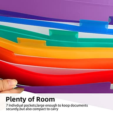 Accordian File Organizer 7 Pocket Expanding File Folder with Labels, Plastic Expandable File Folder for Documents Letter Size A4 Papers - Purple - Image 6