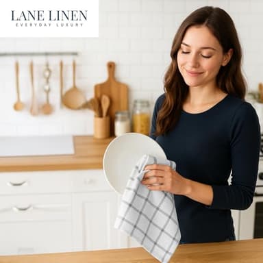 LANE LINEN Cotton Kitchen Towels and Dish Cloths Set, 6-Pack – Absorbent, Quick-Drying Dish Towel, 18" x 28", Soft, Premium Hand and Tea Towels - Grey - Image 8