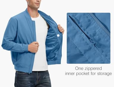 Rdruko Men's Lightweight Bomber Jacket Windproof Casual Fashion Windbreaker Jacket(Denim Blue, US 4XL) - Image 4