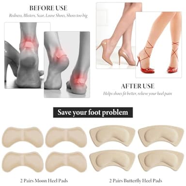 Heel Pads for Shoes, Ball of Foot Cushions Metatarsal Women, High Heel Inserts for Too Big Shoe, Arch Support Relieves Foot Pain, No Slip Insoles Inserts Comfort Pads for Women - Image 2