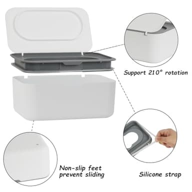 Wipes Dispenser, Wipe Holder for Baby & Adult, Seposeve Refillable Wipe Container, Keeps Wipes Clean. Non-Slip, Easy Pull Wipes Pouch Case, (Grey) - Image 3