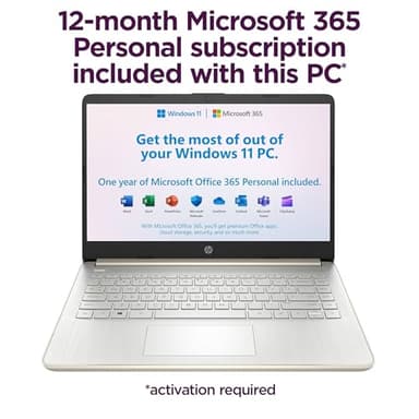 HP Touchscreen Laptop Computer for Home Student Study, 1-Year Office 365, 4GB DDR4 RAM, 64GB eMMC, Intel Processor, 14 inch Display, WiFi 6, Bluetooth, Type-C, Pale Gold, Windows 11 Home S - Image 3