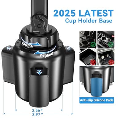 Miracase Cup Holder Tablet Mount for Car, Adjustable Long Neck Car Tablet Holder Friendly Compatible with iPad, Pro, Air, Mini Samsung Galaxy Tab, All 6.1-12.9" Tab - Image 2
