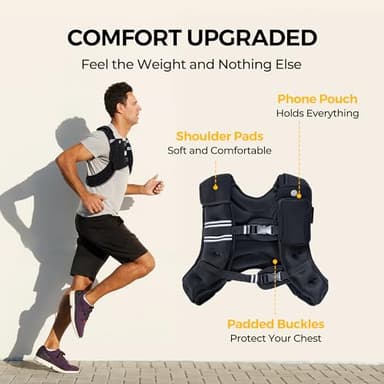 PACEARTH Weighted Vest,4lb/6lb/10lb/12lb/16lb/20lb/25lb/30lb Weight Vest with Reflective Stripe, Body Weight Vests Adjustable for Men, Women Workout, Strength Training, Running, Walking, Jogging - Image 3
