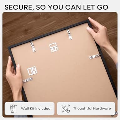 Homeforia 11x17 Picture Frame Black Wood, High End Oak 11x17 Poster Frames with Mat 8x12, 11 x 17 Wooden Frame Matted to 8 x 12 inch Photo, 17x11 Thin Hanging Frame, Tempered Glass, Wall Kit, Set of 1 - Image 6