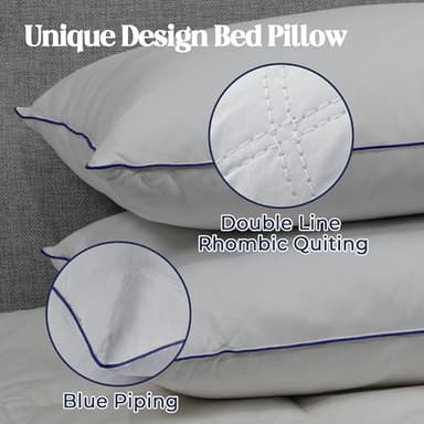 puredown Pillows Queen Size Set of 2, Soft Polyester Fabric Bed Pillow for Sleeping, Goose Feather Down Pillows, Hotel Bed Pillow 2 Pack - Image 3