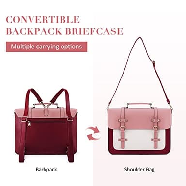 ECOSUSI Laptop Bag for Women Vegan Leather Messenger Purse Fashion Briefcase Backpack 15.6 inch Computer Satchel Handbag - Image 3