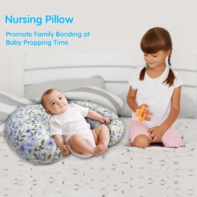 x-vesolje Nursing Pillow, Original Size Breastfeeding Pillows with Removable Cover, Breast Feeding Pillow with Breathable Filling, Ergonomic Nursing Essentials for Bottle and Breastfeeding- Leaves… - Image 4