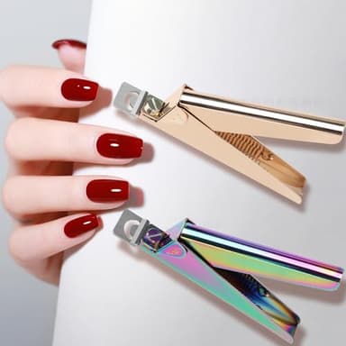 rhinocats Acrylic False Nail Clippers with Magnets Sizer,Nail Tip Cutter with Length Measurement,Stainless Steel Nail Manicure Set for Salon Home Nail,Rainbow Color - Image 6