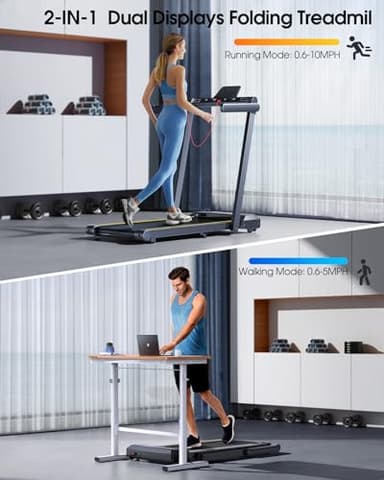 TOPUTURE Walking Pad Treadmill with 12% Incline, 4 in 1 Folding Treadmill for Home/Office with Handle Bar, 2.5HP Under Desk Treadmills Portable Walking Pad with App & Bluetooth Speaker, 0.6-10MPH - Image 2