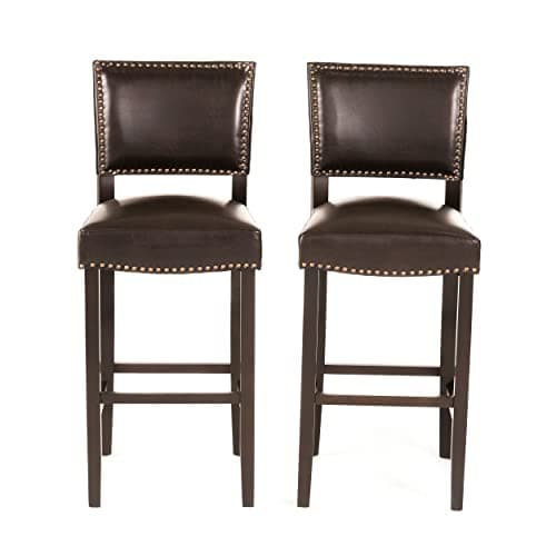 Christopher Knight Home Mayfield Bonded Leather Backed Barstools, 2-Pcs Set, Brown - Image 1