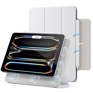 ESR for iPad Pro 11 Inch Case M4 2024(5th Gen), Strong Magnetic Attachment, Slim Trifold Stand Case, Supports Pencil Pro and Pencil(USB-C), Tough Protection, Auto Sleep/Wake, Rebound Series, White - Image 1