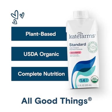 KATE FARMS Organic 1.4 High Calorie Nutrition Shake, Strawberry, 20g Protein, 27 Vitamins and Minerals, Meal Replacement, 11 oz (6 Pack) - Image 4