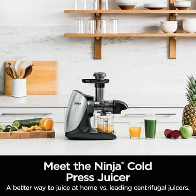 Ninja Cold Press Juicer Pro, Compact 150-Watt Slow Masticating Juicer, Total Pulp Control with Anti-Drip Lever, Dishwasher Safe Parts, High Juice Yield for Fruits & Vegetables, Cloud Silver (Renewed) - Image 4